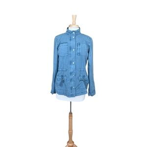 LOFT Blue Tie Waist Utility Jacket XS